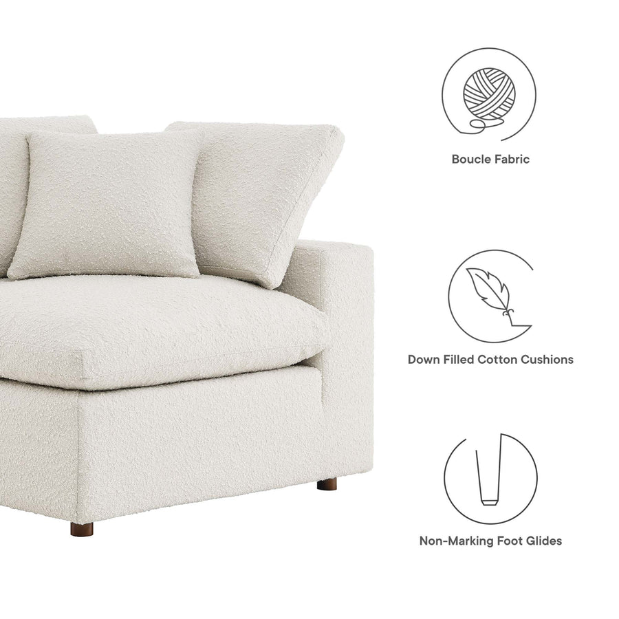 Linden Down Filled Overstuffed Boucle Fabric Corner Chair in Ivory