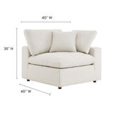 Linden Down Filled Overstuffed Boucle Fabric Corner Chair in Ivory