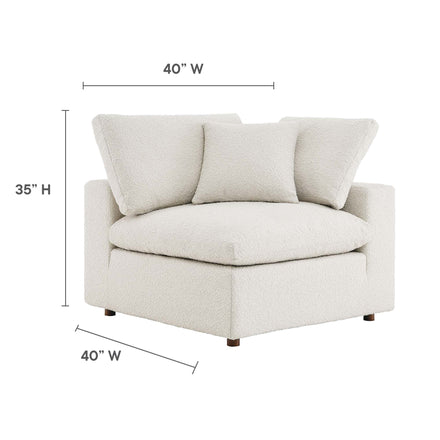 Commix Down Filled Overstuffed Boucle Fabric Corner Chair in Ivory