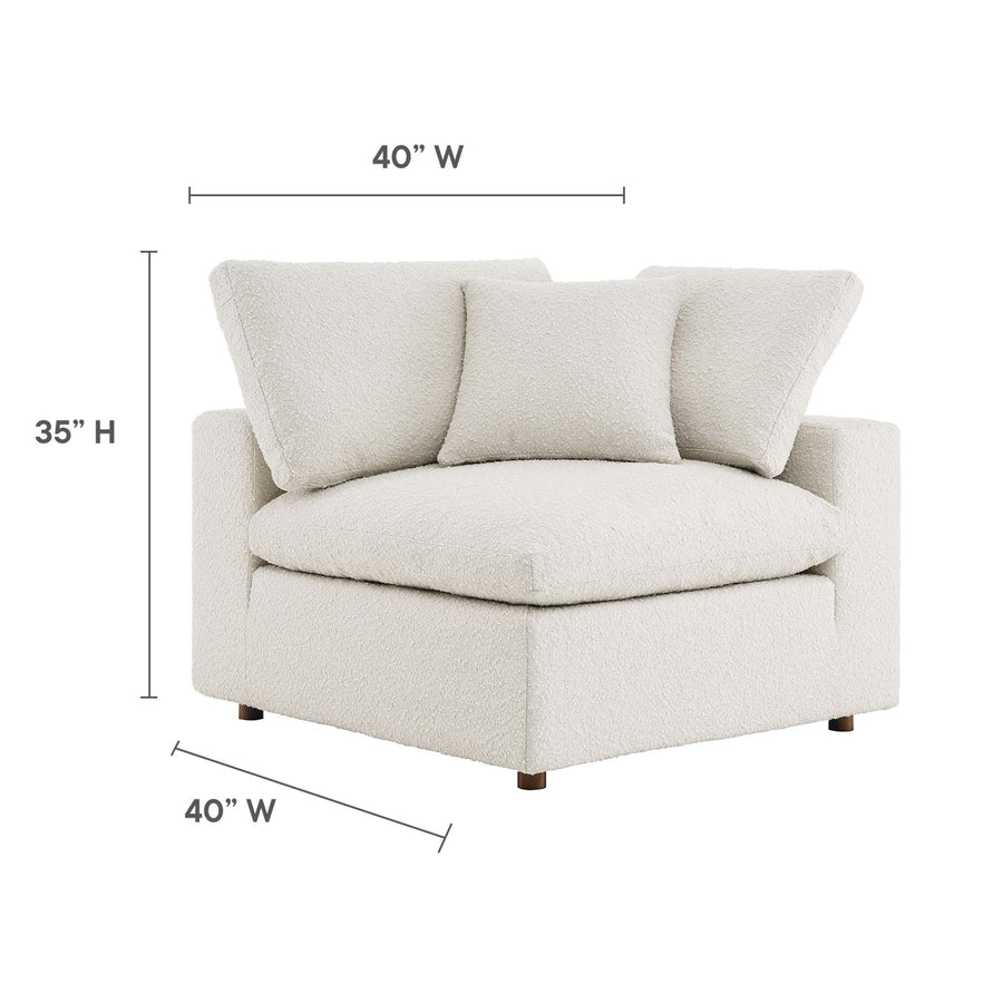 Linden Down Filled Overstuffed Boucle Fabric Corner Chair in Ivory