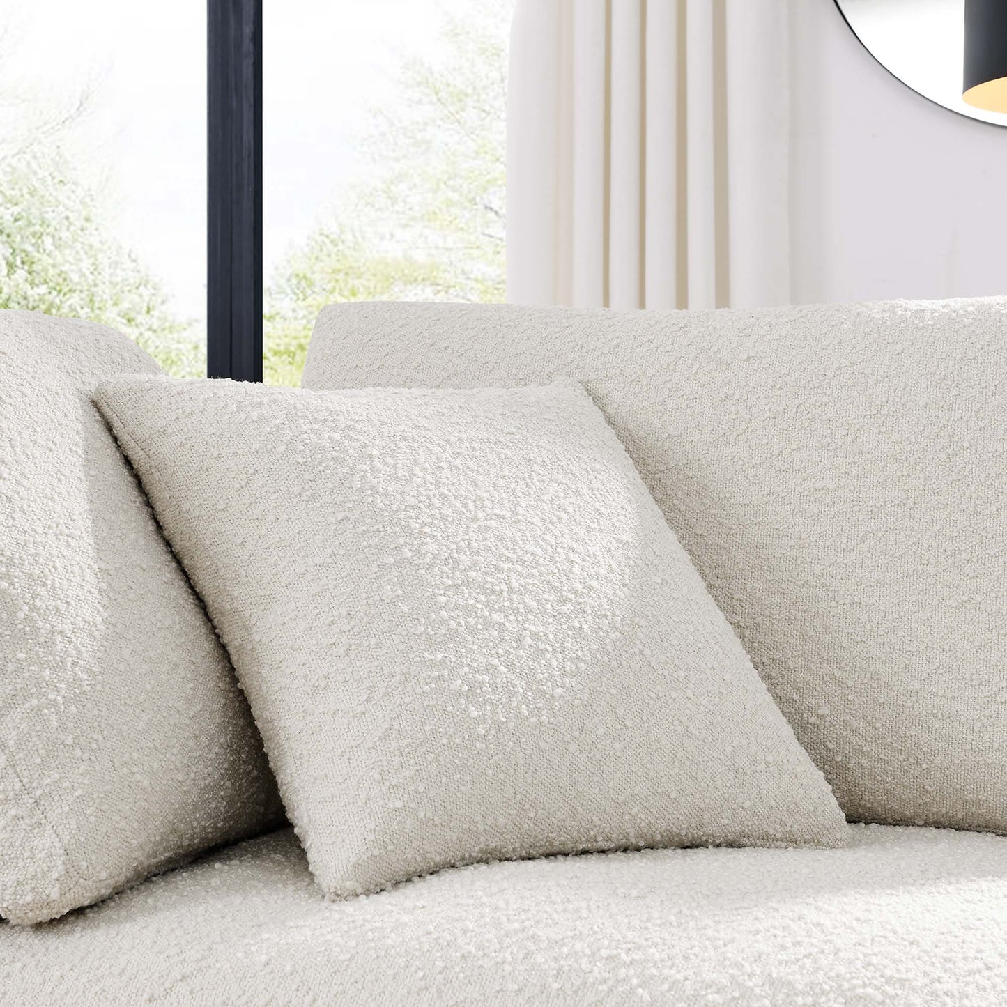 Commix Down Filled Overstuffed Boucle Fabric Corner Chair by Furniture For America