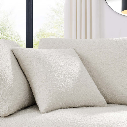 Commix Down Filled Overstuffed Boucle Fabric Corner Chair in Ivory