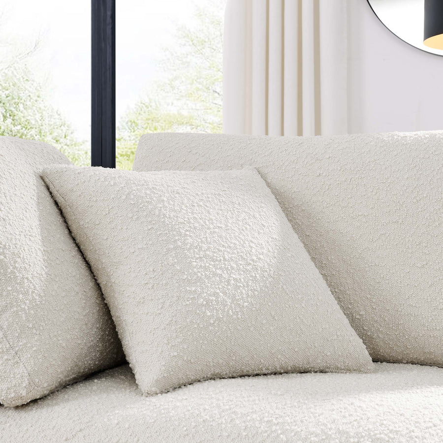 Linden Down Filled Overstuffed Boucle Fabric Corner Chair in Ivory