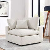 Linden Down Filled Overstuffed Boucle Fabric Corner Chair in Ivory