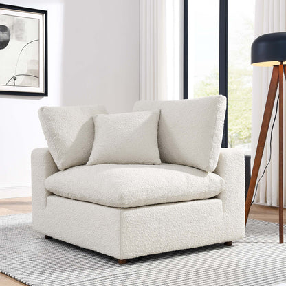 Commix Down Filled Overstuffed Boucle Fabric Corner Chair by Furniture For America