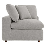 Linden Down Filled Overstuffed Boucle Fabric Corner Chair in Light Gray