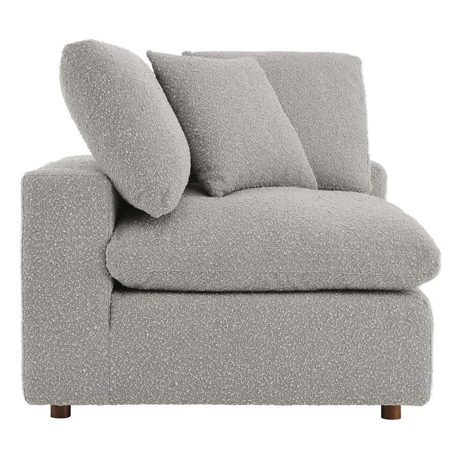 Linden Down Filled Overstuffed Boucle Fabric Corner Chair in Light Gray