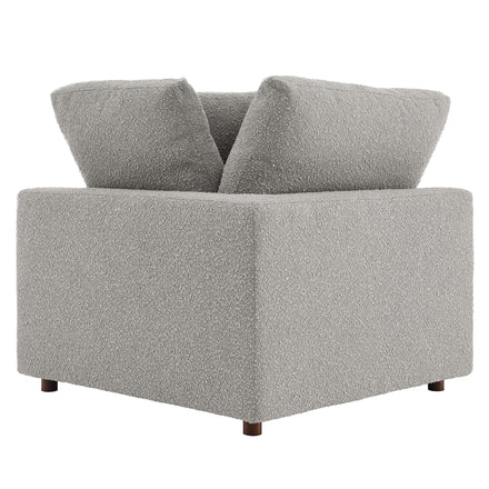 Commix Down Filled Overstuffed Boucle Fabric Corner Chair in Light Gray