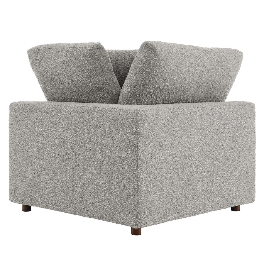 Linden Down Filled Overstuffed Boucle Fabric Corner Chair in Light Gray