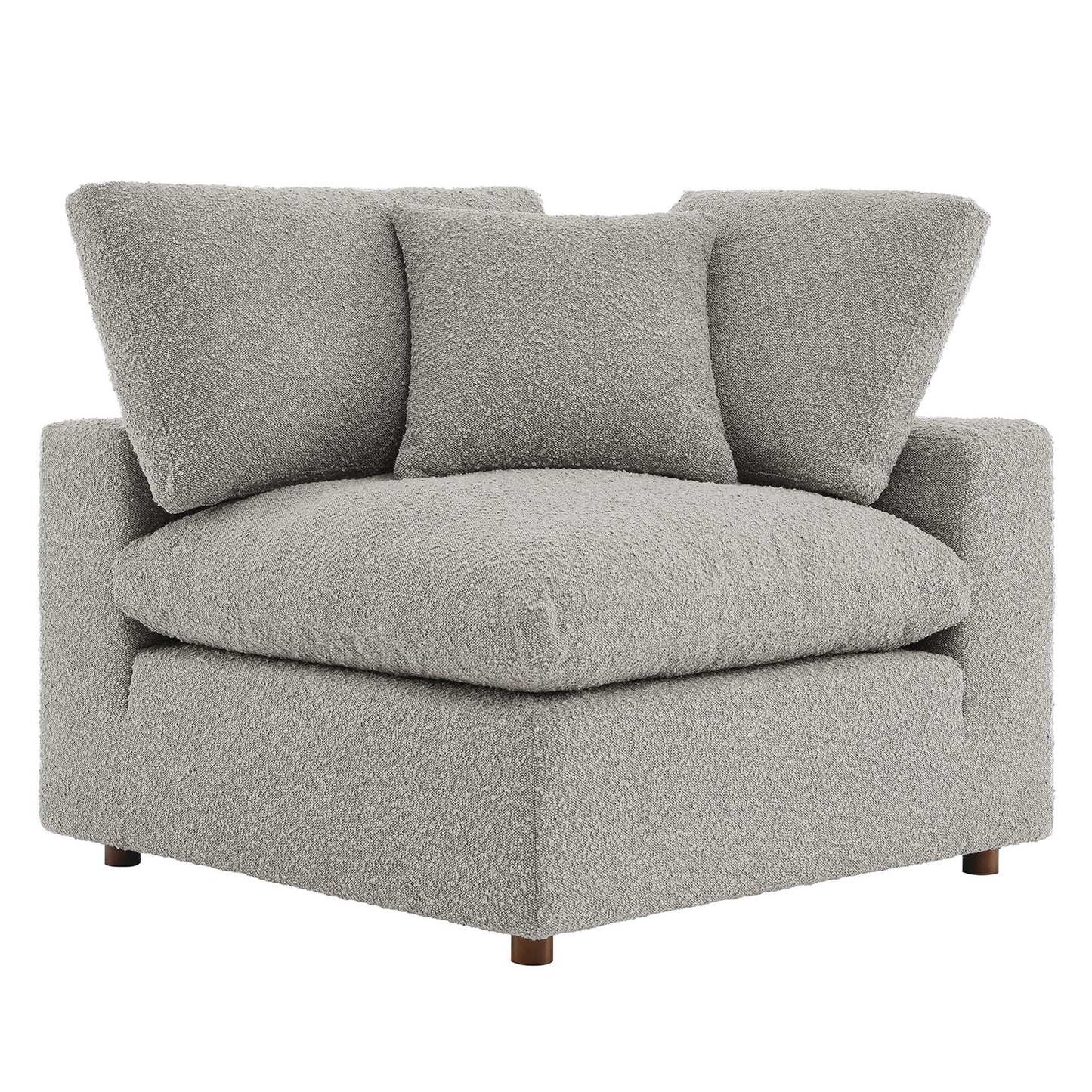 Commix Down Filled Overstuffed Boucle Fabric Corner Chair by Furniture For America