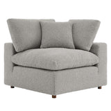 Linden Down Filled Overstuffed Boucle Fabric Corner Chair in Light Gray