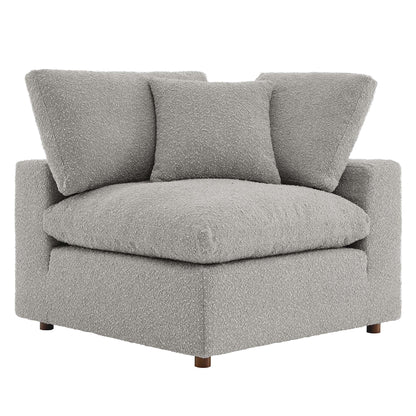 Commix Down Filled Overstuffed Boucle Fabric Corner Chair by Furniture For America