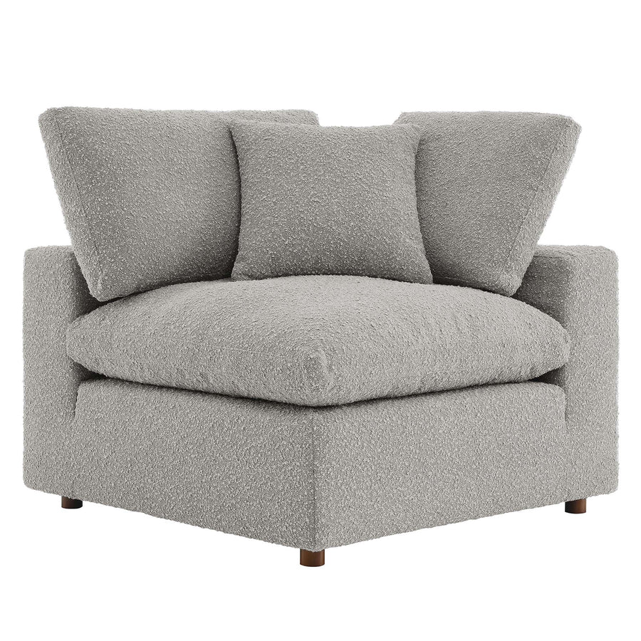 Linden Down Filled Overstuffed Boucle Fabric Corner Chair in Light Gray