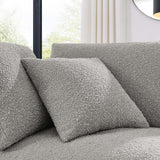 Linden Down Filled Overstuffed Boucle Fabric Corner Chair in Light Gray