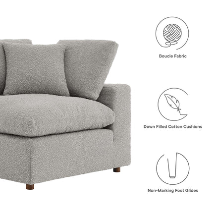 Commix Down Filled Overstuffed Boucle Fabric Corner Chair in Light Gray