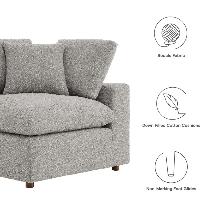 Linden Down Filled Overstuffed Boucle Fabric Corner Chair in Light Gray