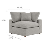 Linden Down Filled Overstuffed Boucle Fabric Corner Chair in Light Gray