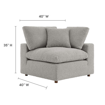 Commix Down Filled Overstuffed Boucle Fabric Corner Chair by Furniture For America
