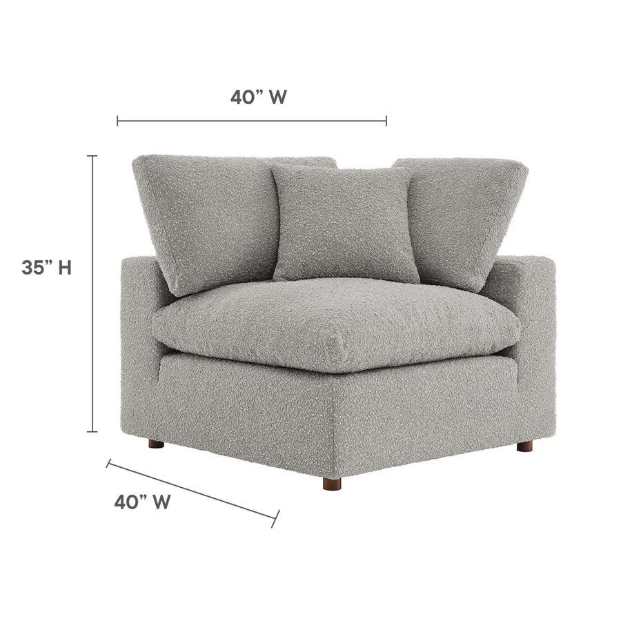 Linden Down Filled Overstuffed Boucle Fabric Corner Chair in Light Gray