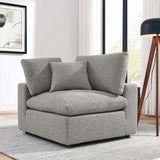 Linden Down Filled Overstuffed Boucle Fabric Corner Chair in Light Gray