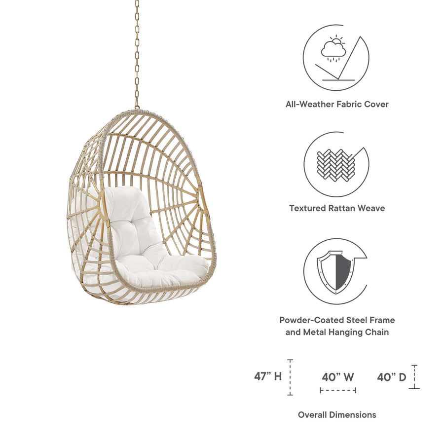 Notus Wicker Rattan Outdoor Patio Rattan Swing Chair without Stand in Natural White