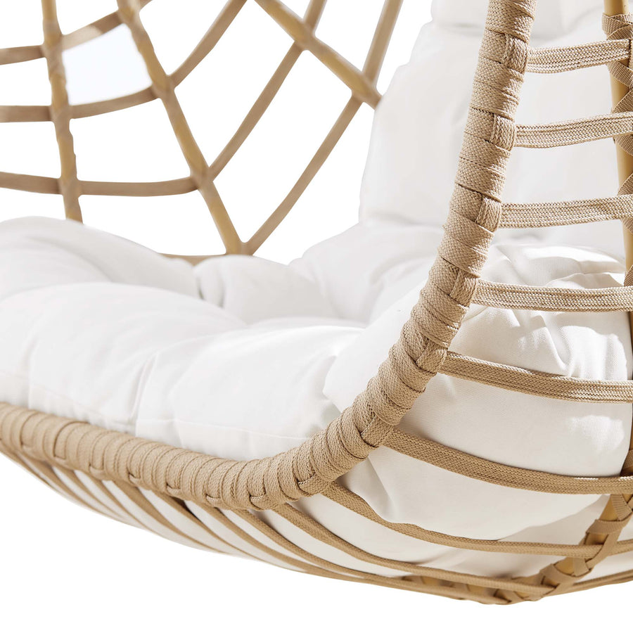 Notus Wicker Rattan Outdoor Patio Rattan Swing Chair without Stand in Natural White