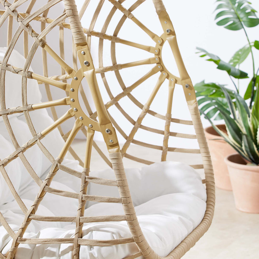 Notus Wicker Rattan Outdoor Patio Rattan Swing Chair without Stand in Natural White