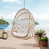 Notus Wicker Rattan Outdoor Patio Rattan Swing Chair without Stand in Natural White