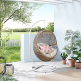 Luna Outdoor Patio Rattan Swing Chair in Cappuccino Beige