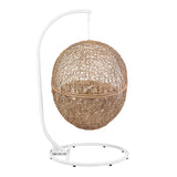 Luna Outdoor Patio Rattan Swing Chair in Cappuccino Beige