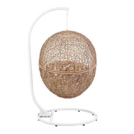 Encase Outdoor Patio Rattan Swing Chair in Cappuccino Beige