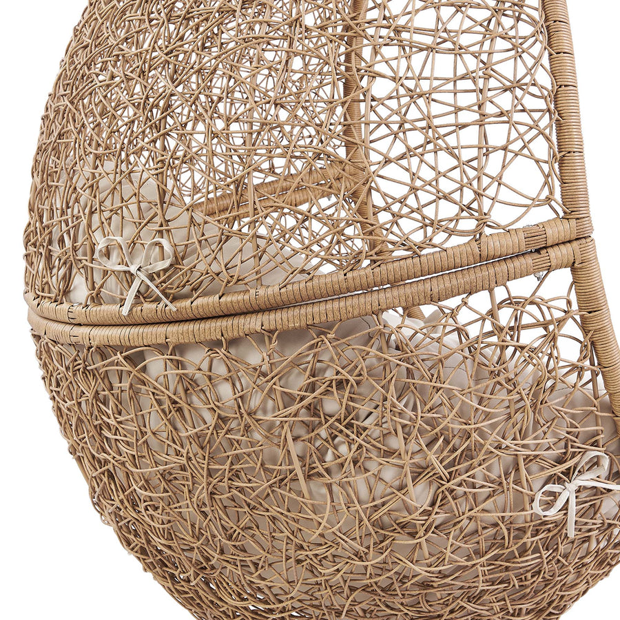 Luna Outdoor Patio Rattan Swing Chair in Cappuccino Beige