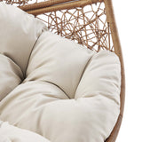 Luna Outdoor Patio Rattan Swing Chair in Cappuccino Beige