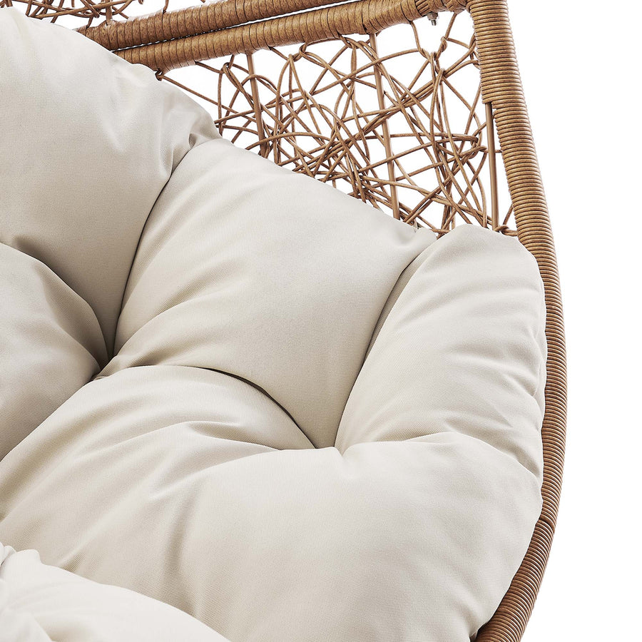 Luna Outdoor Patio Rattan Swing Chair in Cappuccino Beige