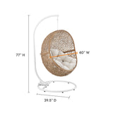 Luna Outdoor Patio Rattan Swing Chair in Cappuccino Beige