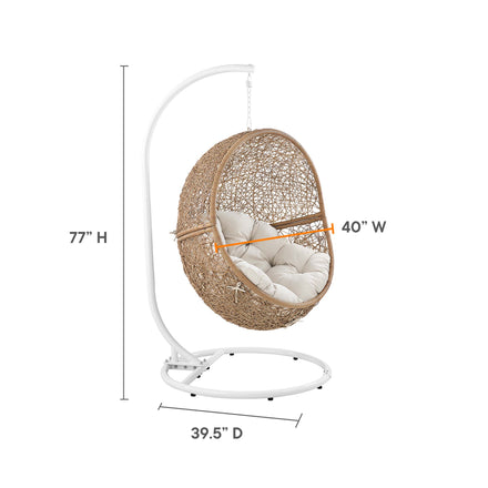 Encase Outdoor Patio Rattan Swing Chair in Cappuccino Beige