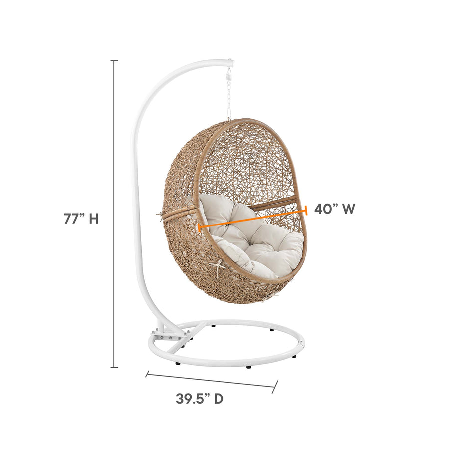 Luna Outdoor Patio Rattan Swing Chair in Cappuccino Beige