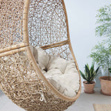 Luna Outdoor Patio Rattan Swing Chair in Cappuccino Beige