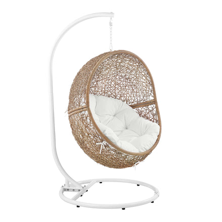 Encase Outdoor Patio Rattan Swing Chair in Cappuccino White