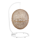 Luna Outdoor Patio Rattan Swing Chair in Cappuccino White