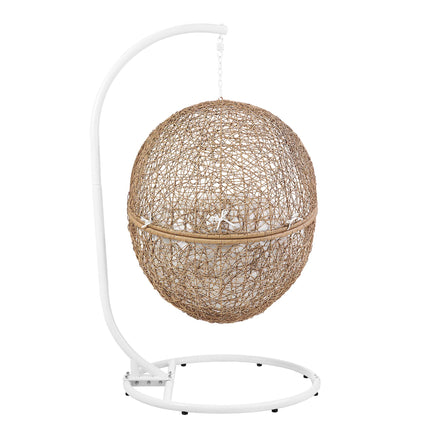 Encase Outdoor Patio Rattan Swing Chair in Cappuccino White