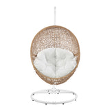 Luna Outdoor Patio Rattan Swing Chair in Cappuccino White