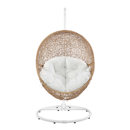 Encase Outdoor Patio Rattan Swing Chair in Cappuccino White
