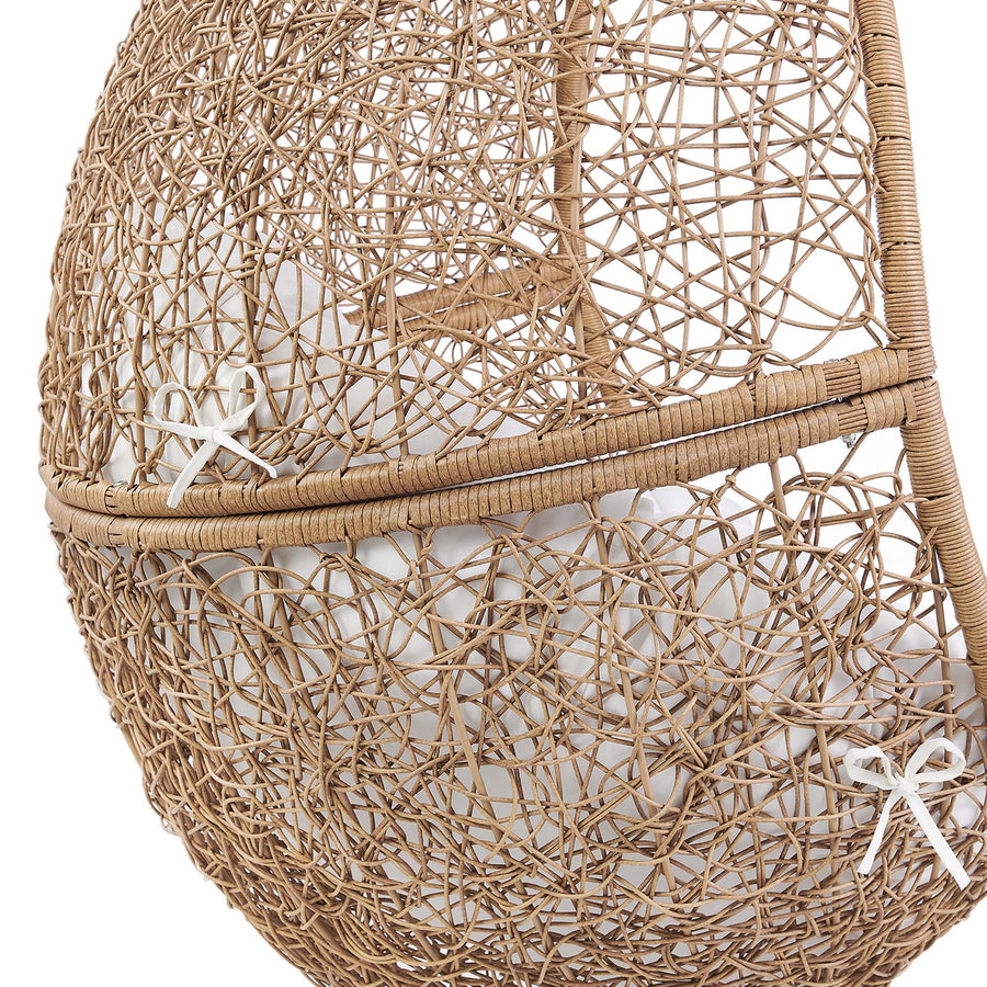 Luna Outdoor Patio Rattan Swing Chair in Cappuccino White