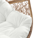 Luna Outdoor Patio Rattan Swing Chair in Cappuccino White