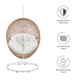 Luna Outdoor Patio Rattan Swing Chair in Cappuccino White