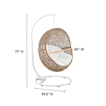 Encase Outdoor Patio Rattan Swing Chair in Cappuccino White