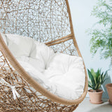 Luna Outdoor Patio Rattan Swing Chair in Cappuccino White