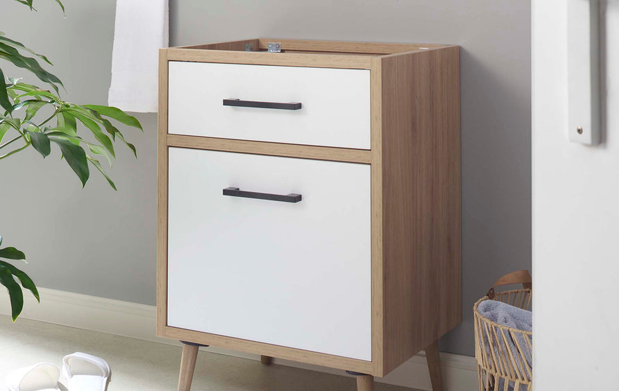 Crest 24" Bathroom Vanity Cabinet Sink Basin Not Included in Oak White