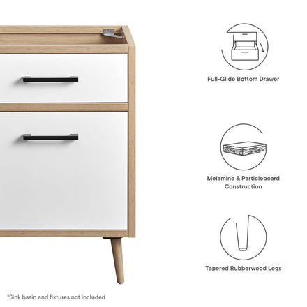 Maverick 24" Bathroom Vanity Cabinet Sink Basin Not Included in Oak White
